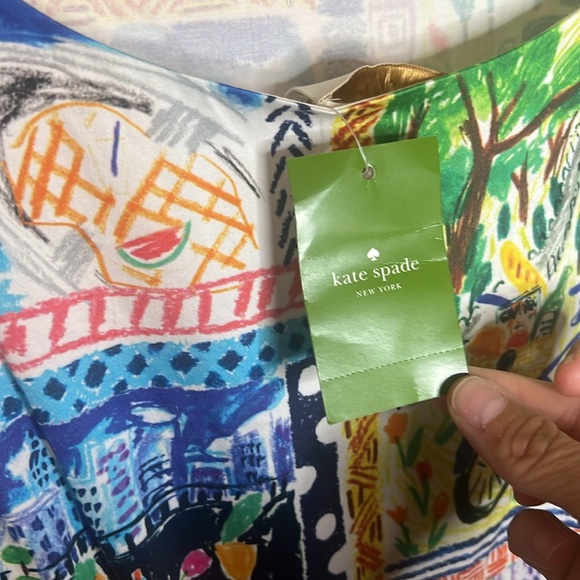 NWT Kate Spade Mariella Picnic Pleat Midi Dress European Summer Watermelon Bike - Picture 8 of 8